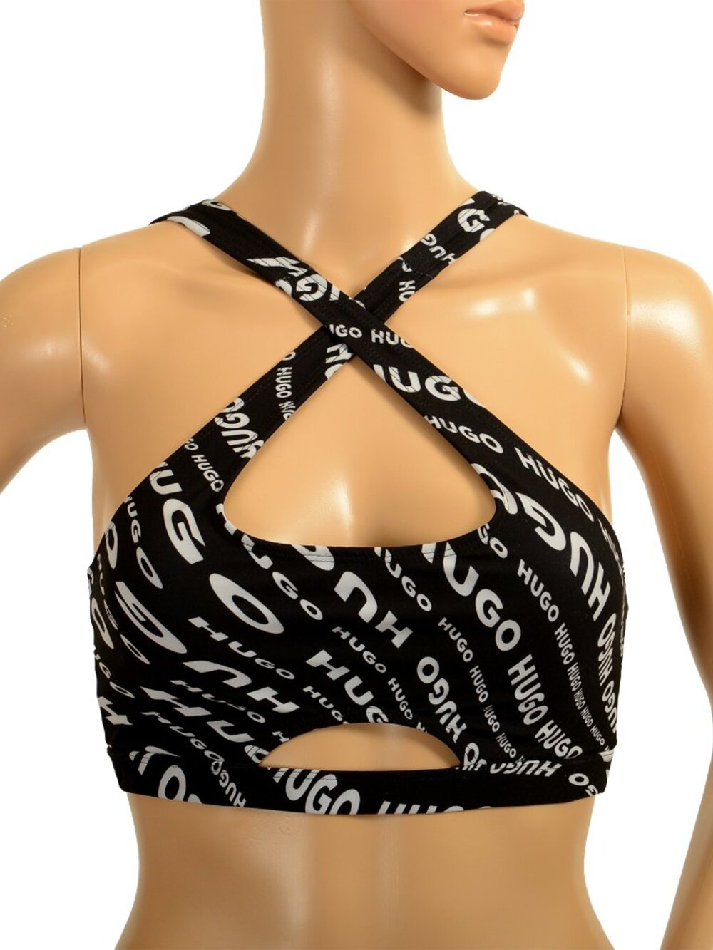 Hugo Boss Women's "SWIRLY BRALETTE" Logo Print Padded Swim Top Bra US S IT 40